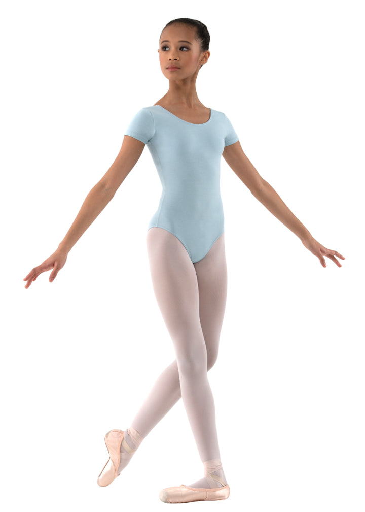 Ballet Rosa light blue short sleeve leotard