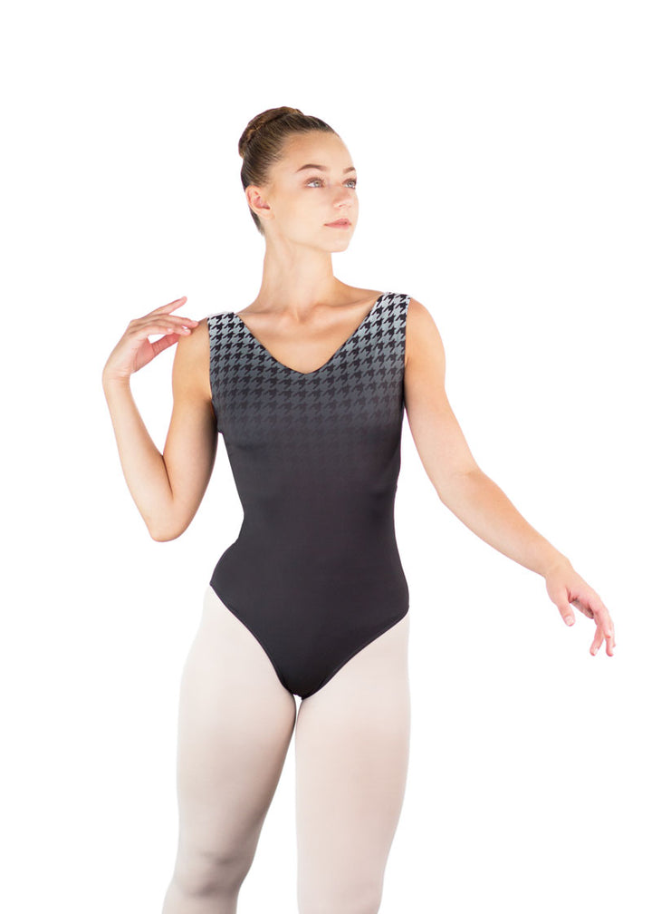 ON SALE Miranda Pied-de-Poule Tank Leotard (Noir)