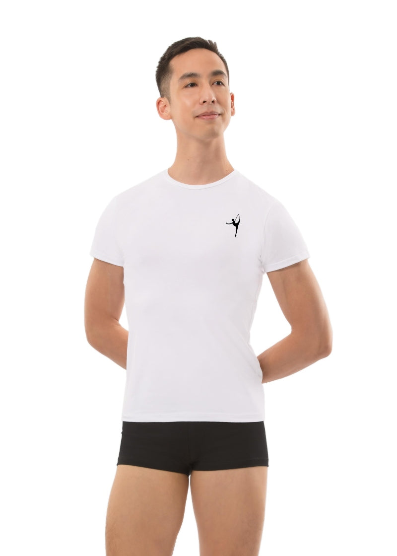 Ballet Rosa mens white t-shirt with dance studio logo