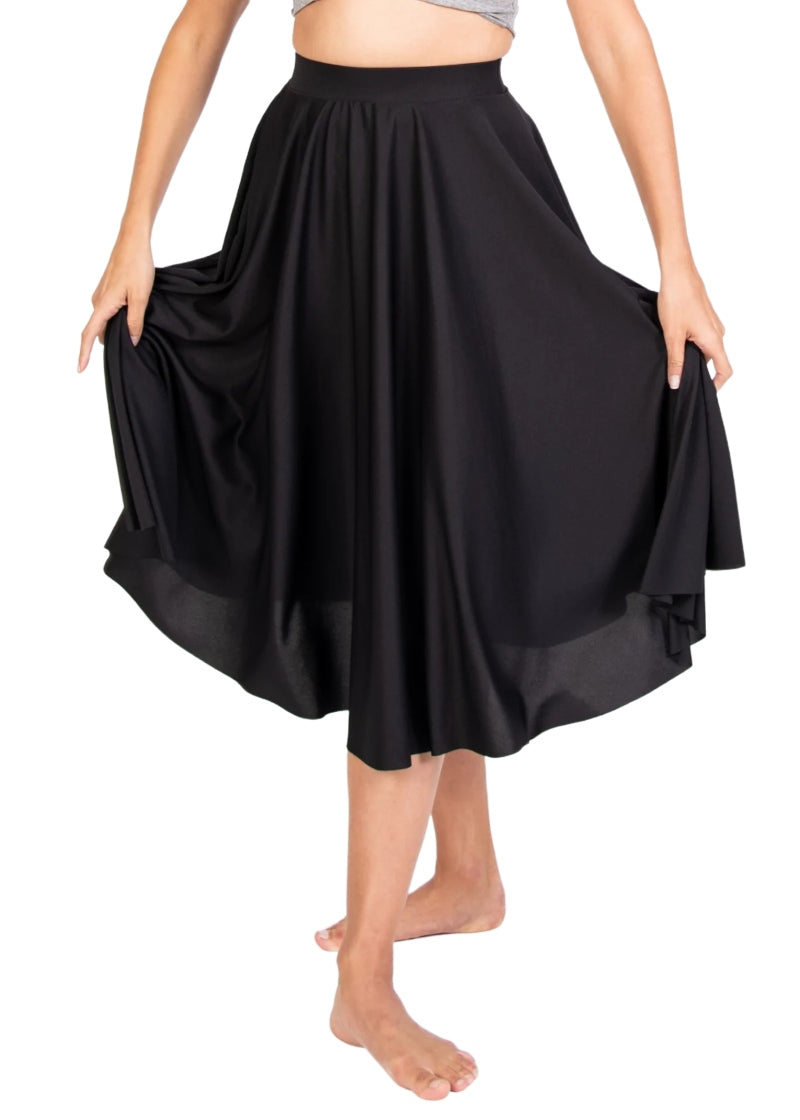 Black a line skirt below clearance knee