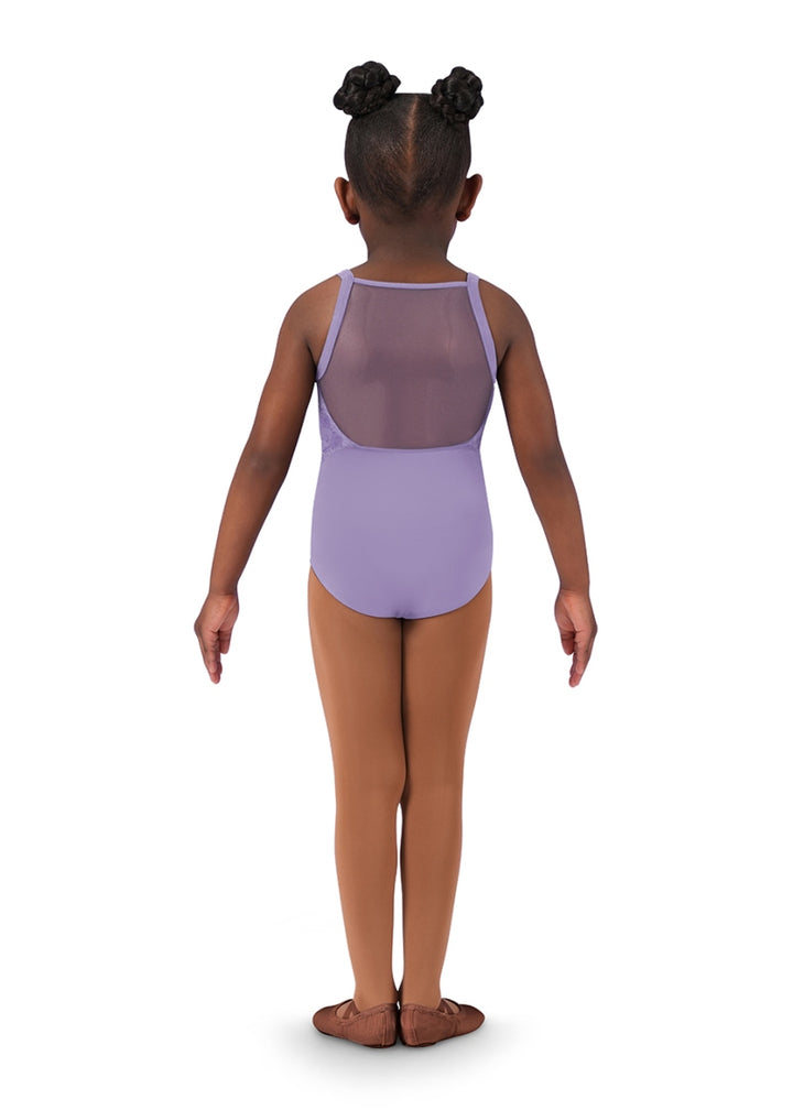 ON SALE Lace Print Mesh Back Youth Camisole Leotard (Lilac)