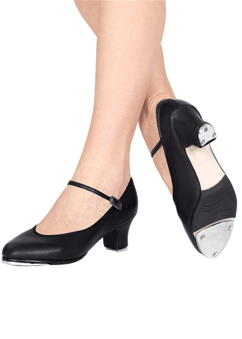 Capezio 561-BLK Jr. Footlight 1.5" Heel Leather Women's Tap Shoe in Black