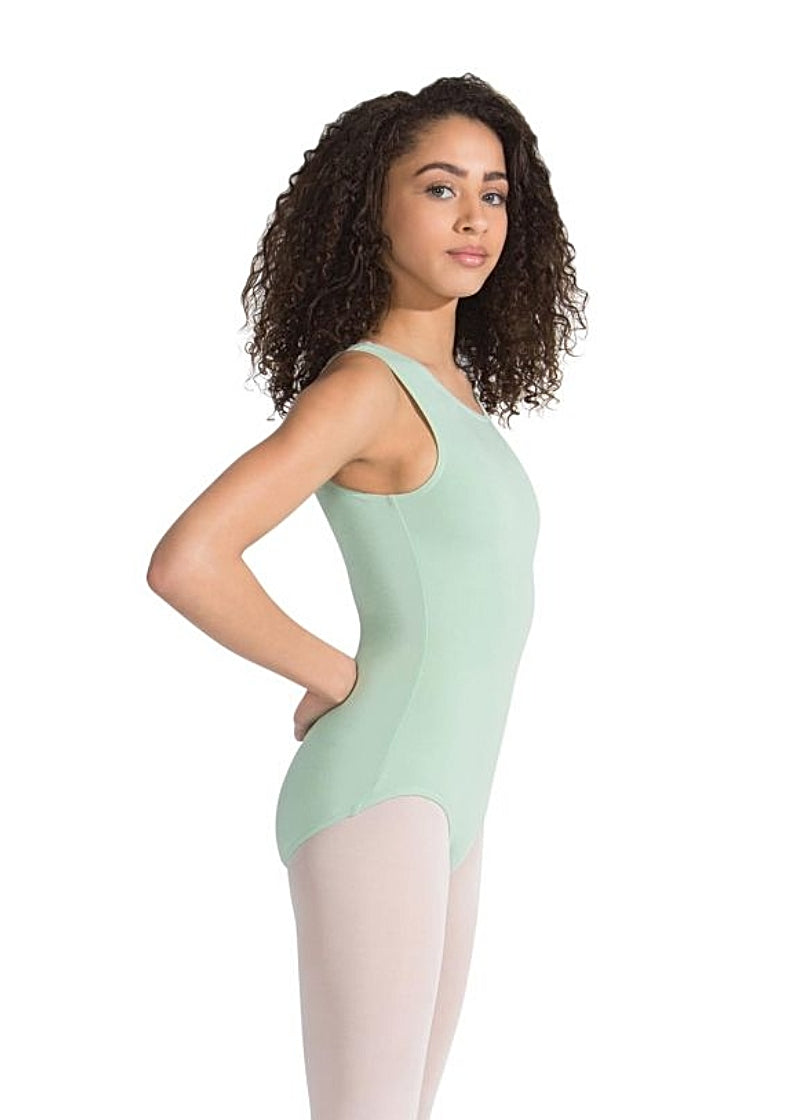 ON SALE Capezio Classics Cotton Scoop Neck Youth Tank Leotard (Camo Green)