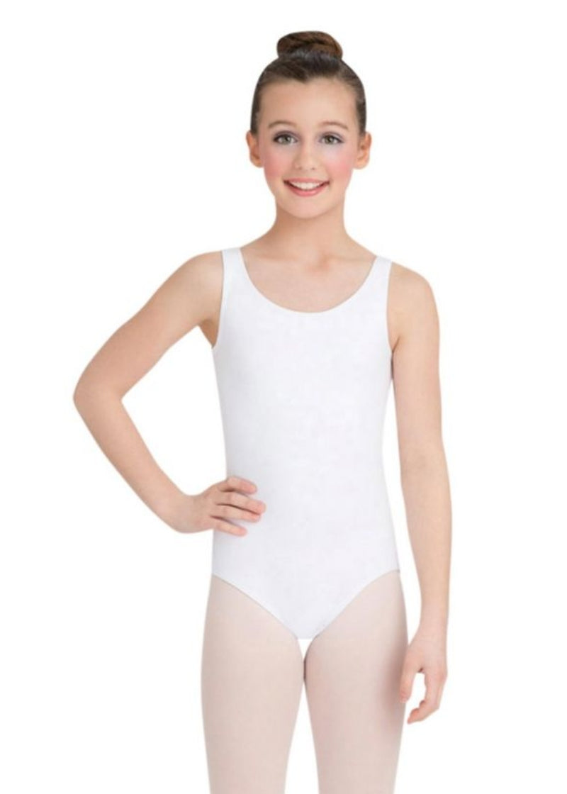 Capezio Classics Cotton Scoop Neck Youth Tank Leotard (White)
