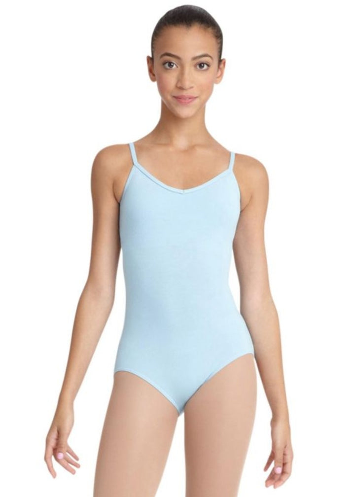ON SALE Capezio Classics Cotton V-Neck Youth Camisole Leotard (Light Blue)