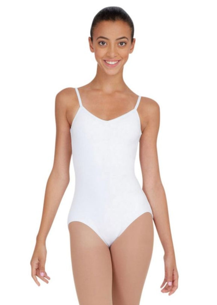ON SALE Capezio Classics Cotton V-Neck Youth Camisole Leotard (White)