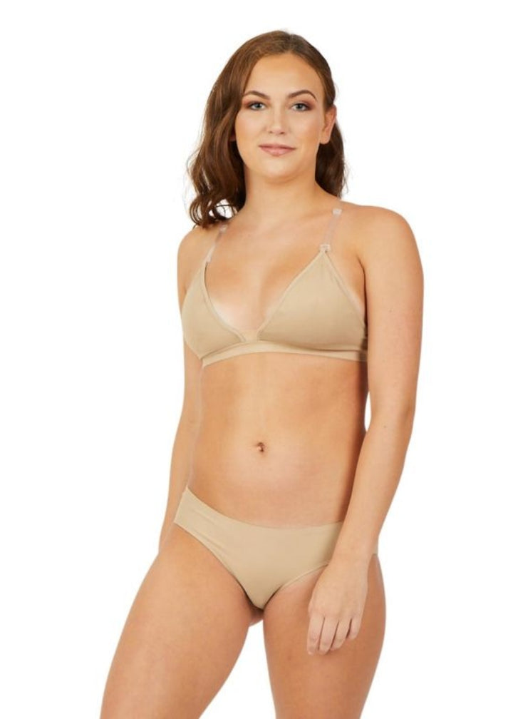 Deep V-Neck Youth Clear Back Bra