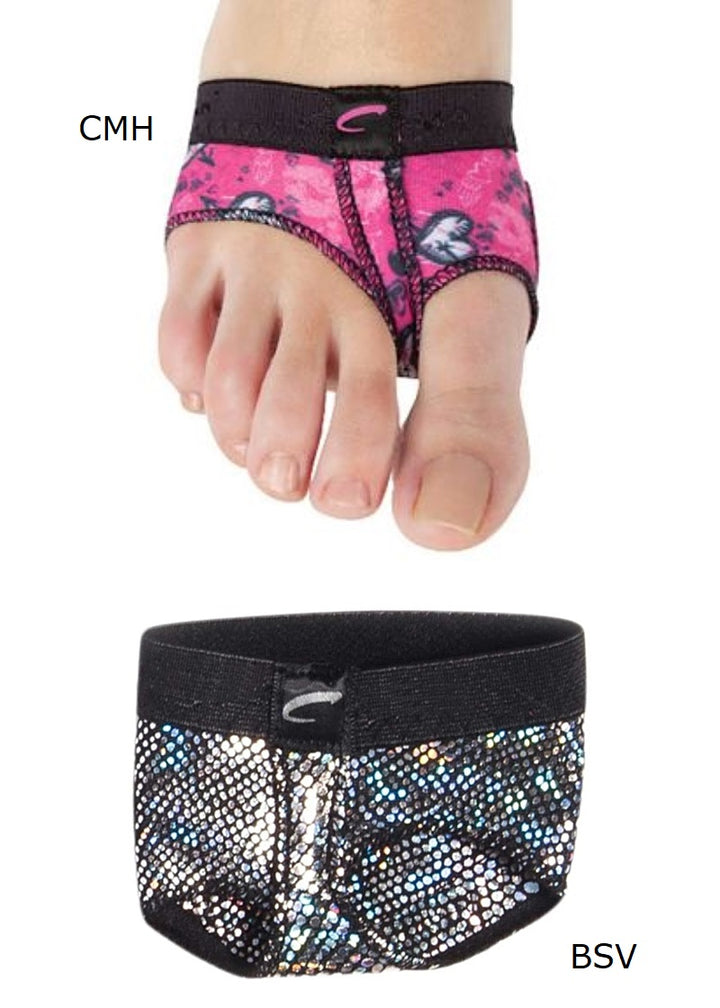 Capezio H07S Print footUndeez™ in colors BSV (sparkly disco ball silver) and CMH (hot pink with hearts)