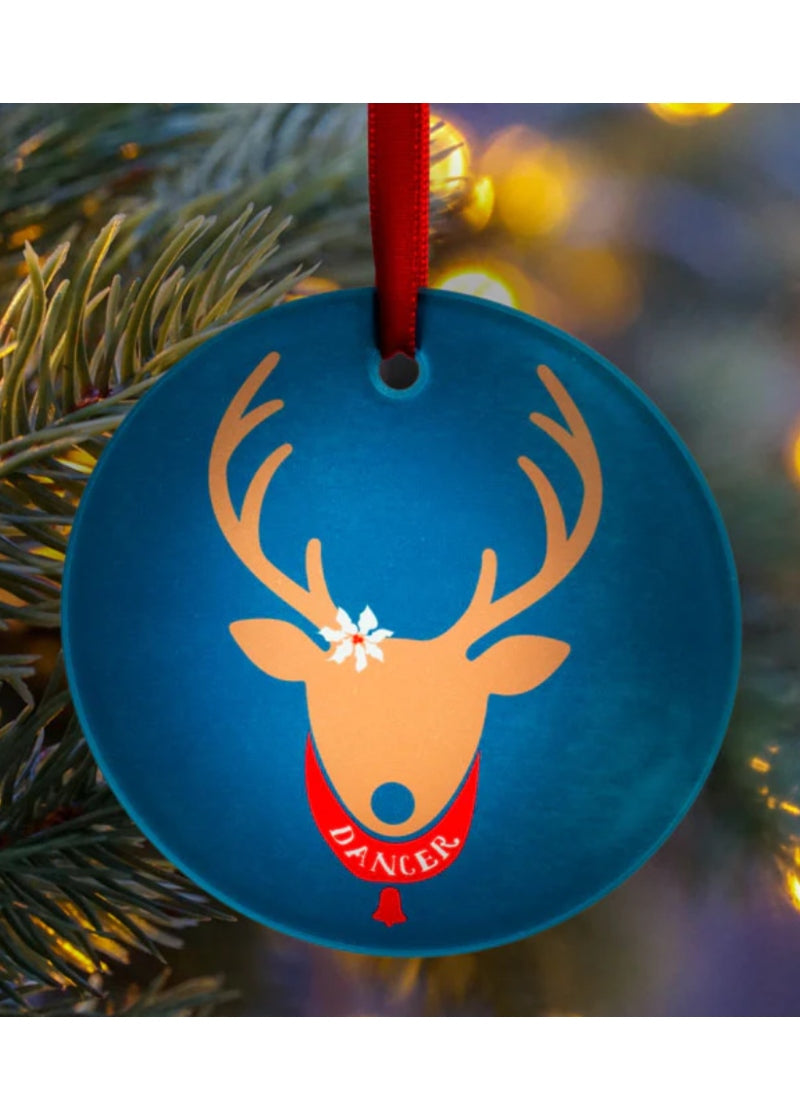 Dance Reindeer Glass Ornament