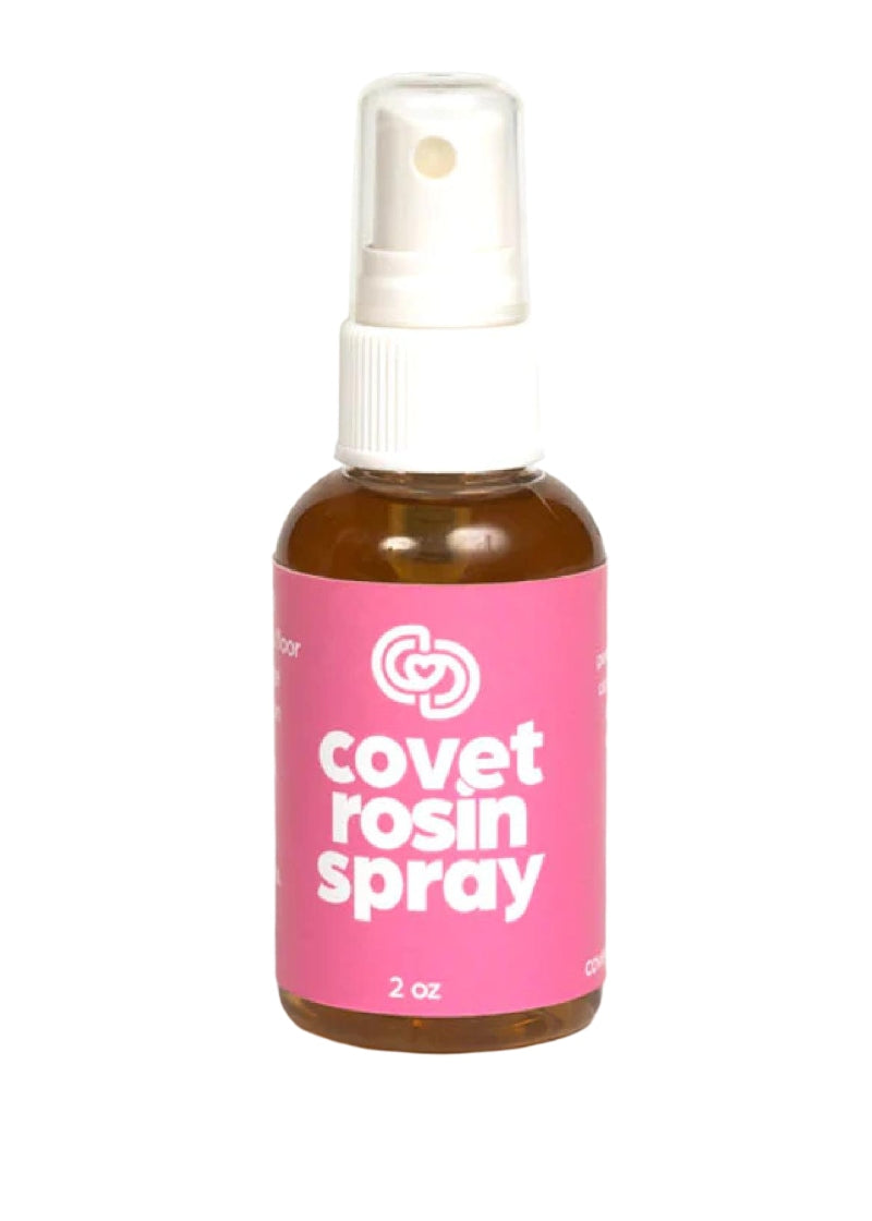 Pink spray bottle of Covet Dance rosin spray.