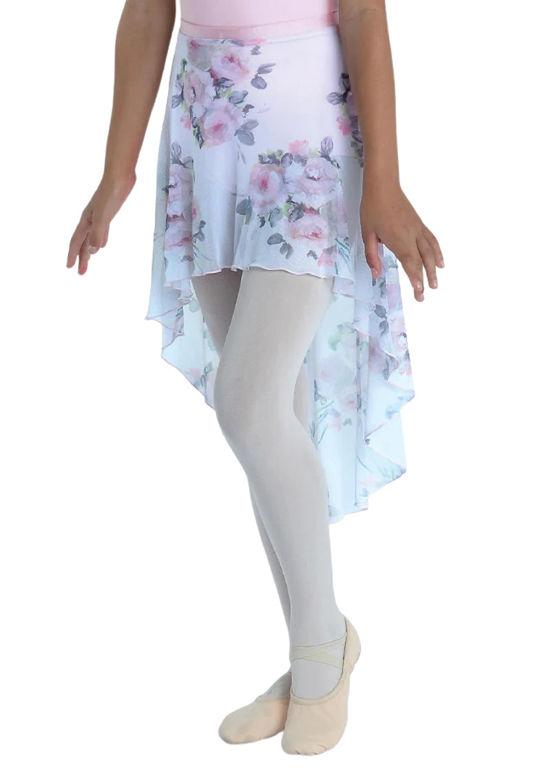 ON SALE High-Low Long Pull-On Skirt (Pink Roses)