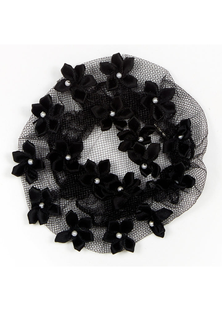 Dasha Designs 2114Bk Girls' Ribbon Star Flower Bun Cover in Black