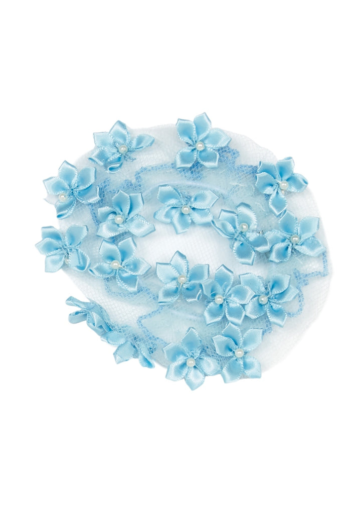 Dasha Designs 2114LB Girls' Ribbon Star Flower Bun Cover in Light Blue