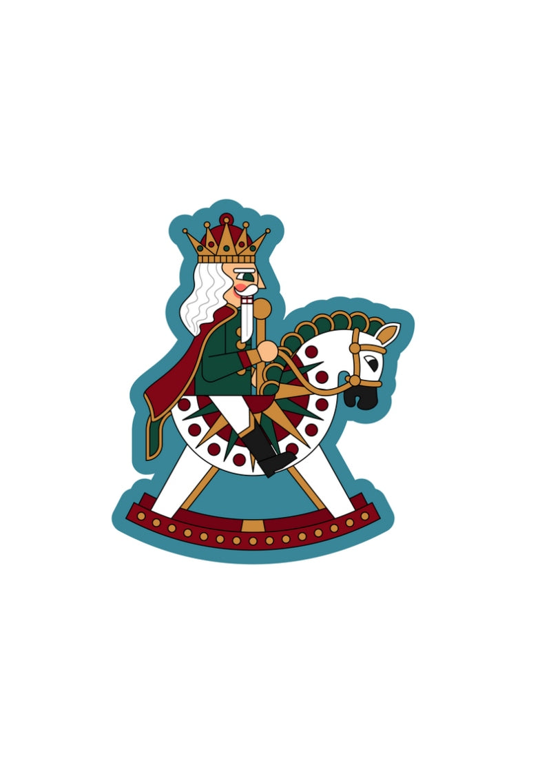 Nutcracker Rocking Horse Sticker (Blue)