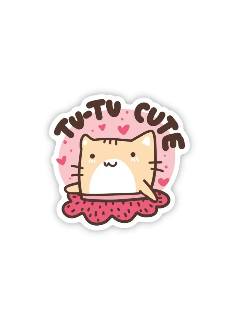 Kitty in pink tutu with tutu cute text.