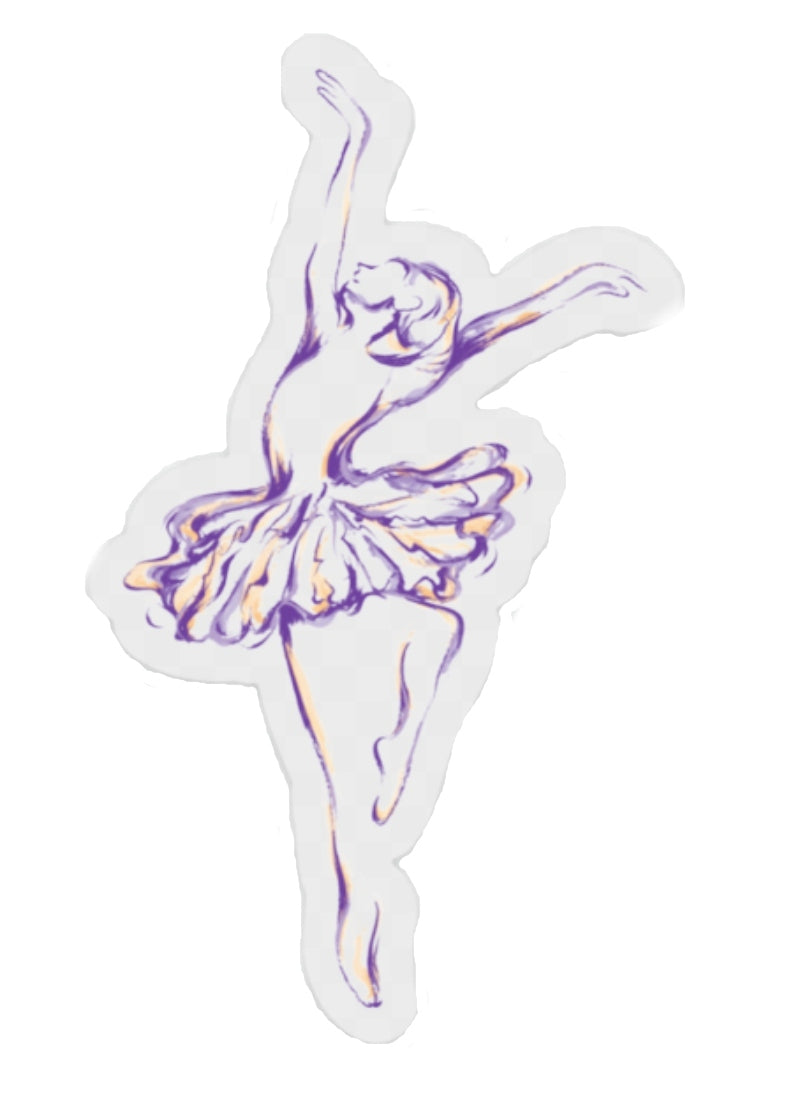 Purple line drawing ballerina sticker.