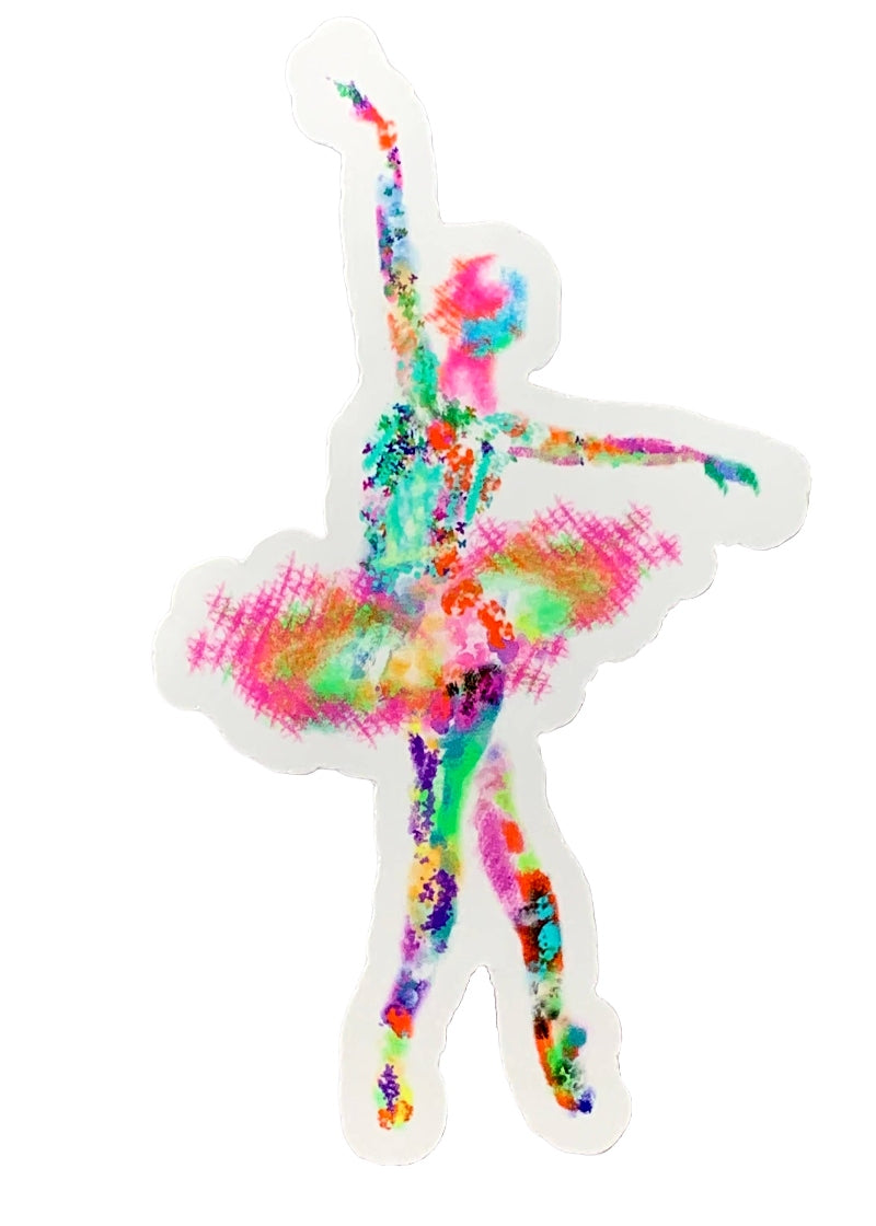 Paint splash in silhouette of dancer en pointe.
