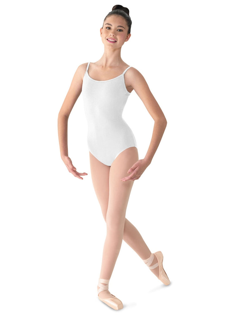 Mirella M201L-WHT Women's Classic Cotton Camisole Leotard in White