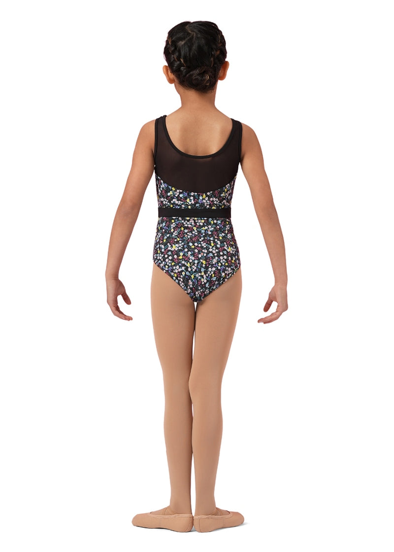 ON SALE Ditsy Floral Youth Tank Leotard (Black)