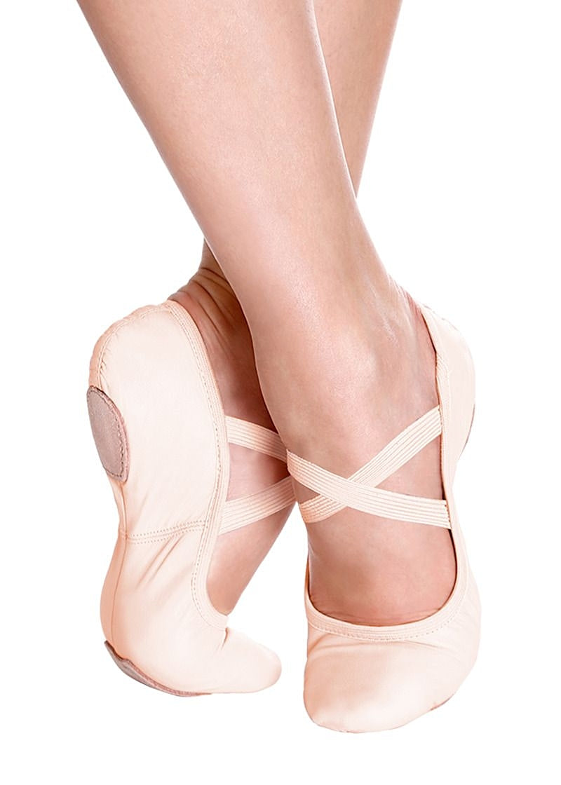 Betty Youth Leather Split-Sole Ballet Shoe (Light Pink)