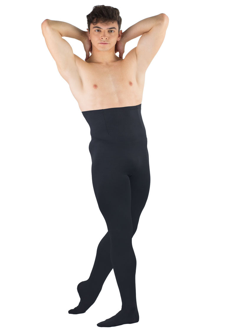 Ballet Rosa Alu men's high waisted tights in black