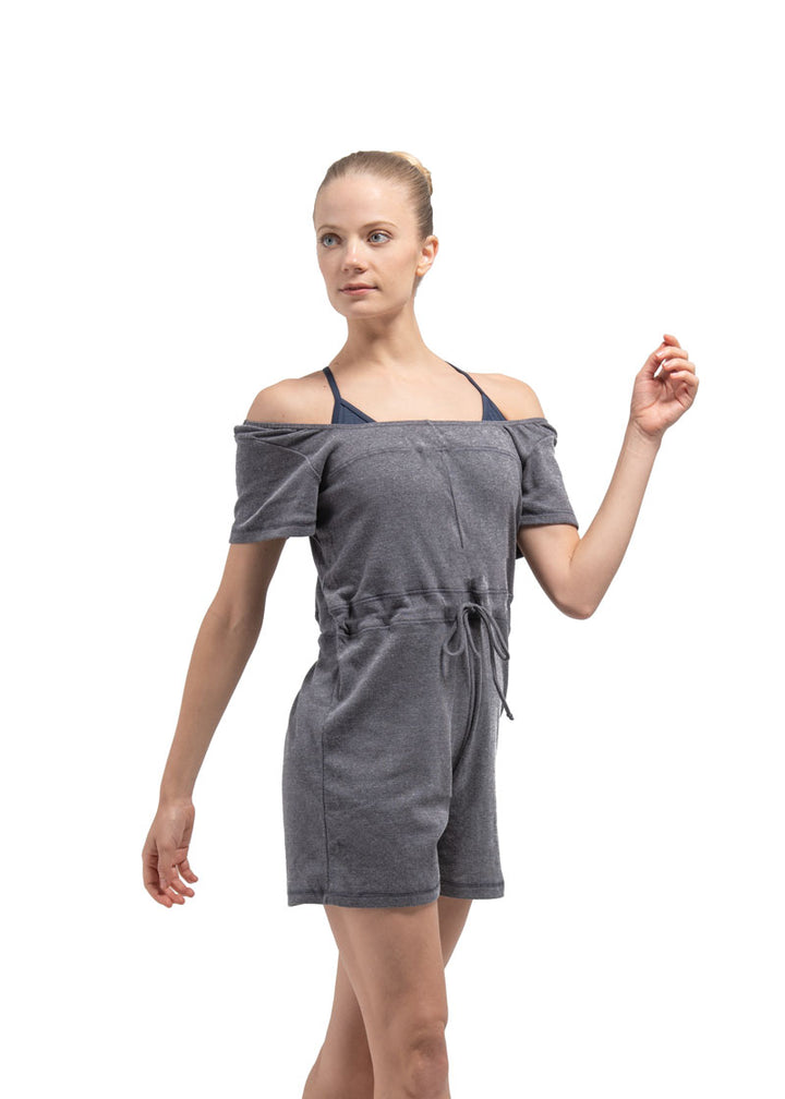 Ballet Rosa Anice short-sleeve romper in gray