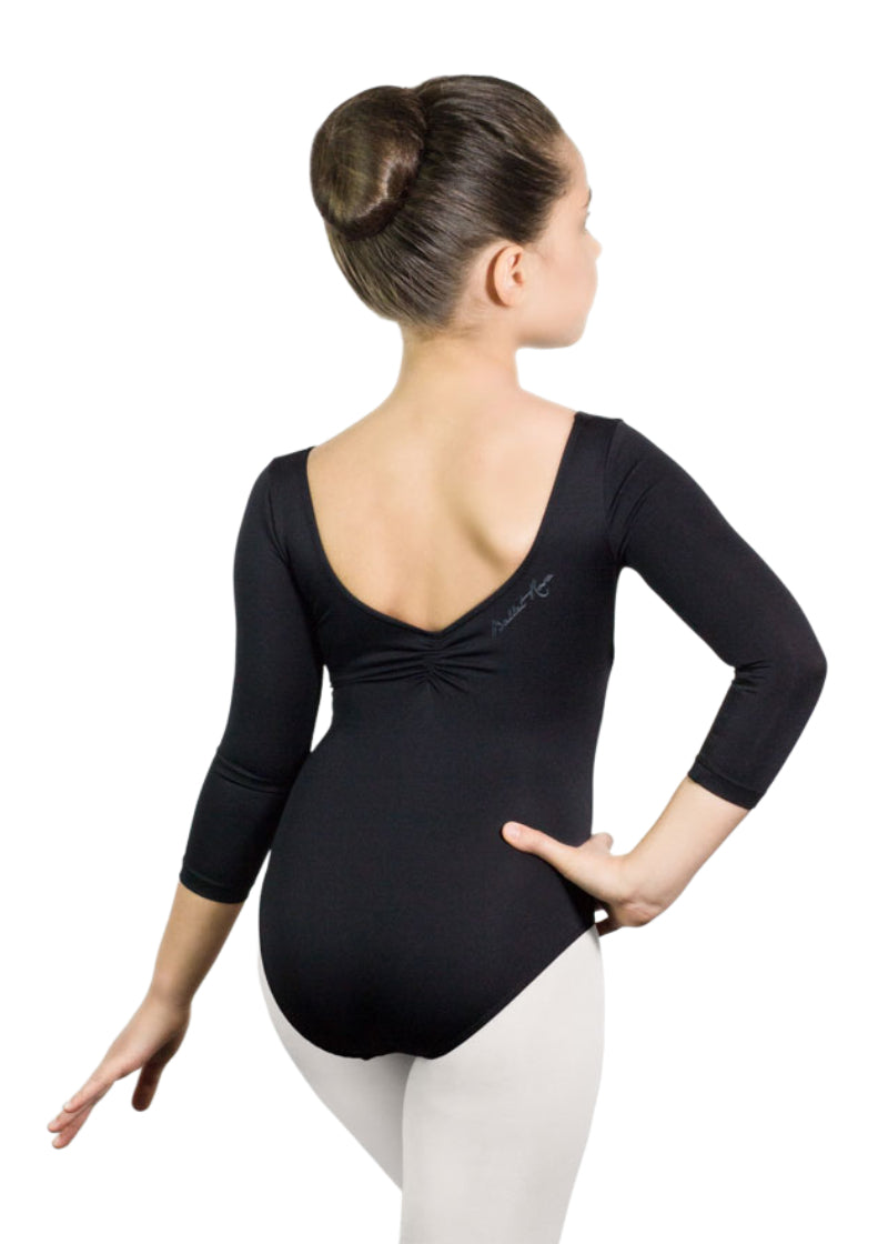 Ballet Rosa Armel long-sleeve leotard with pinch back in black