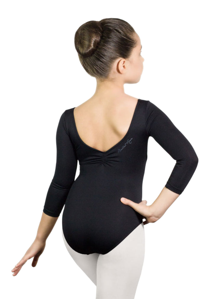 Ballet Rosa Armel long-sleeve leotard with pinch back in black