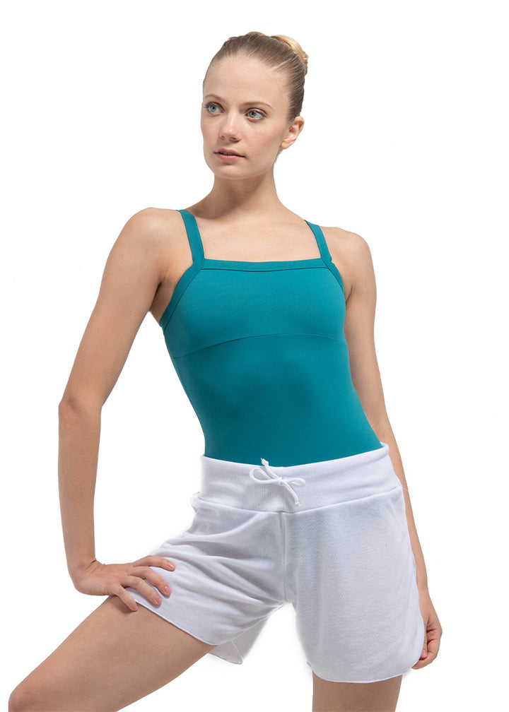 Ballet Rosa white warm up shorts with drawstring