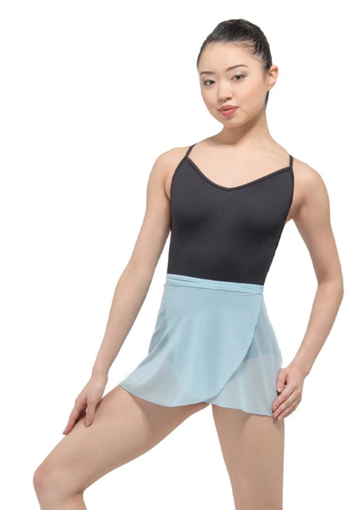 Ballet Rosa mesh wrap skirt in light blue