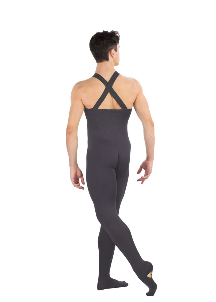 Ballet Rosa mens black full body tights with cross back straps