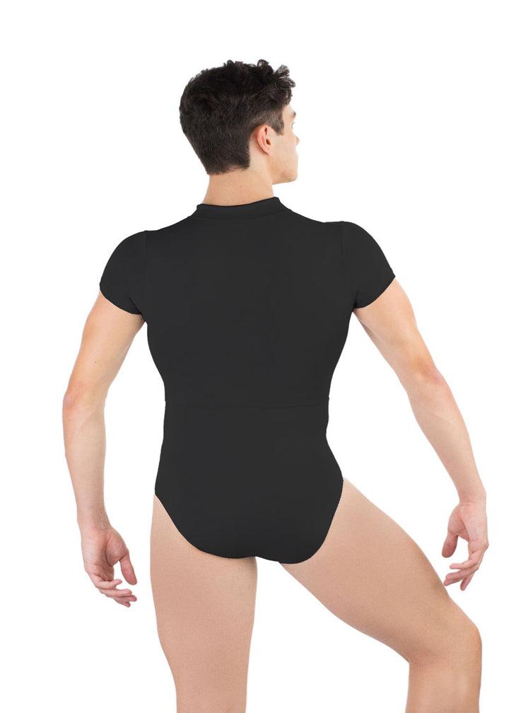 Ballet Rosa men's Endo leotard in black with short sleeves.