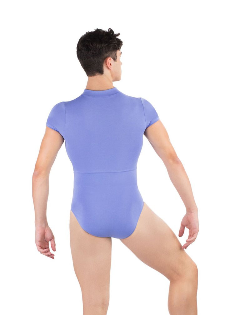 Ballet Rosa men's Endo leotard in light blue with short sleeves.