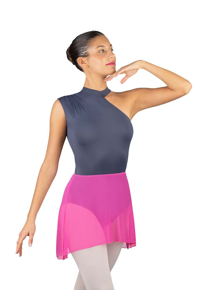 Ballet Rosa women's Erika mesh pull-on skirt in bright pink.