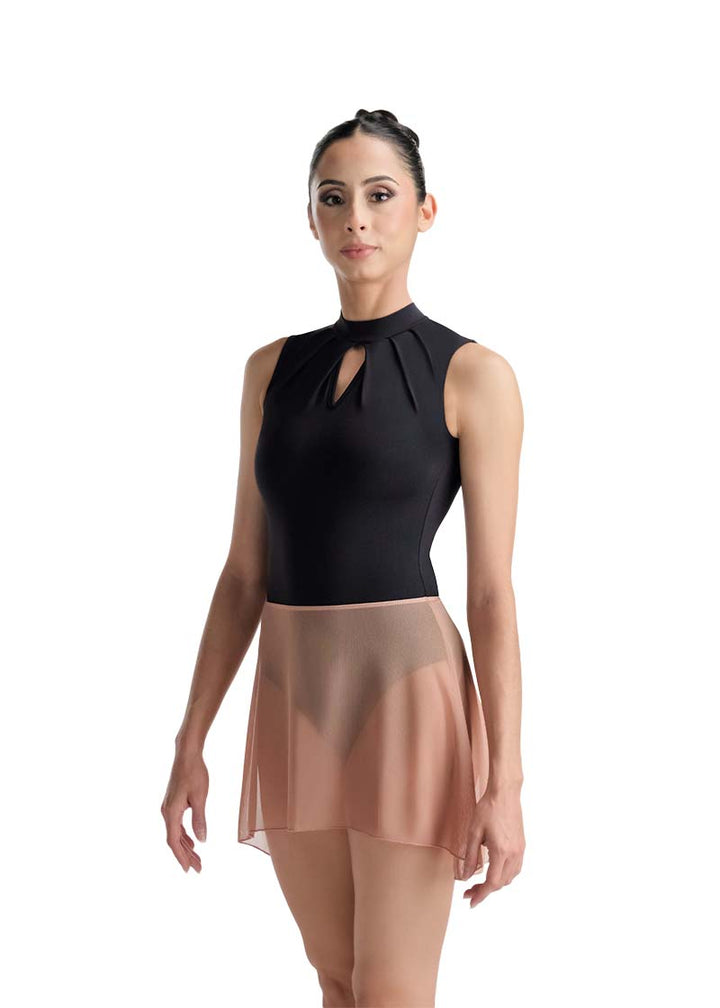 Ballet Rosa women's Erika mesh pull-on skirt in tan.