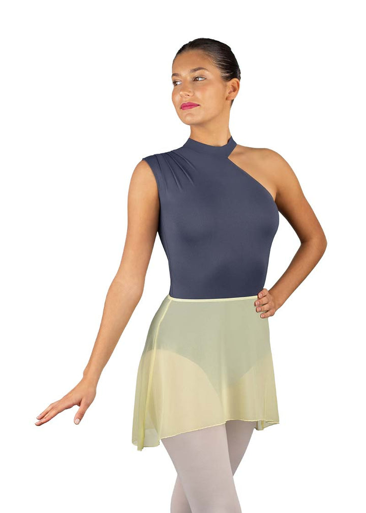 Ballet Rosa women's Erika mesh pull-on skirt in yellow.