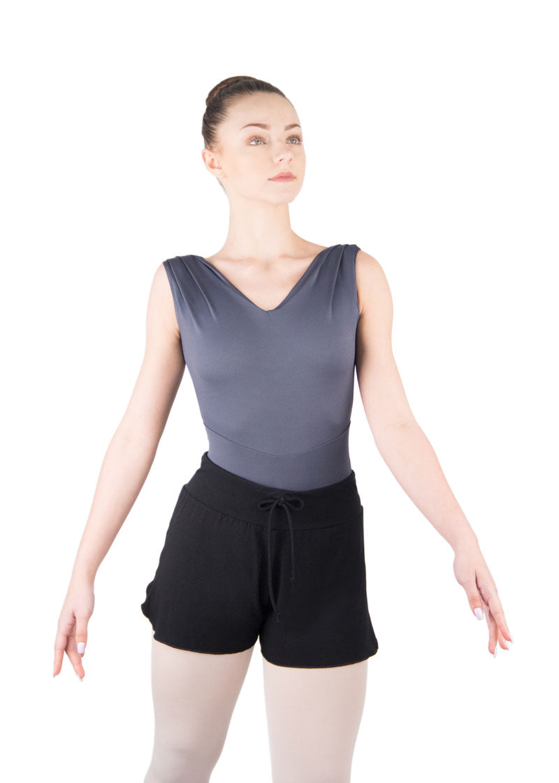 Ballet Rosa women's Nobu shorts in black with drawstring waistband.