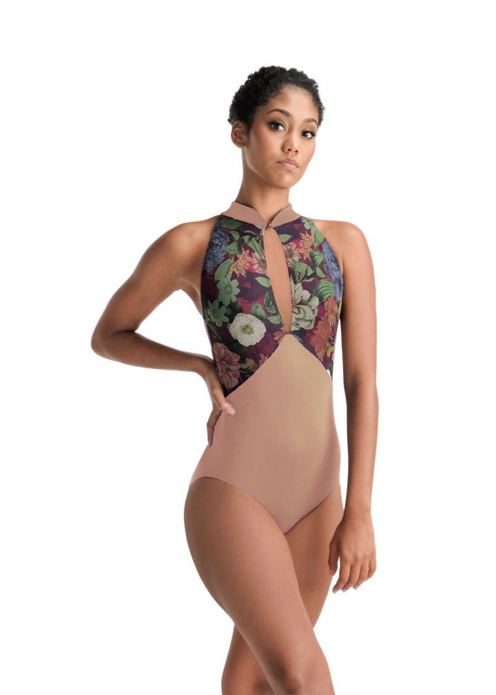 ON SALE Hazel Floral Mesh High Neck Leotard