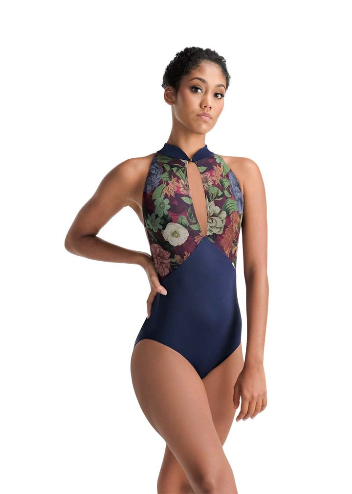 ON SALE Hazel Floral Mesh High Neck Leotard