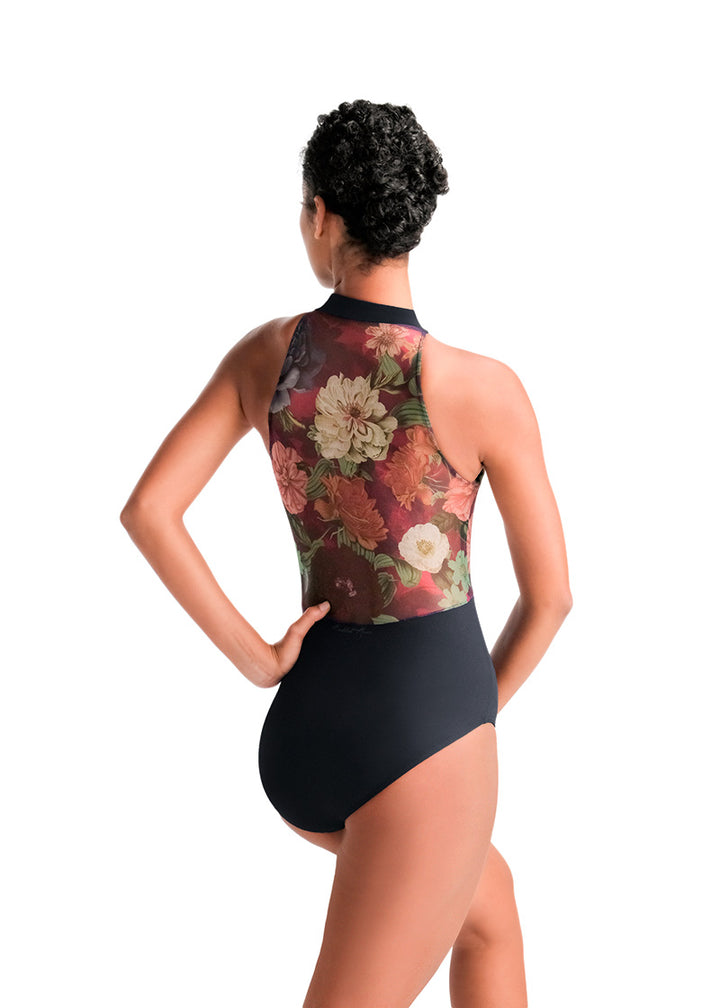 ON SALE Hazel Floral Mesh High Neck Leotard
