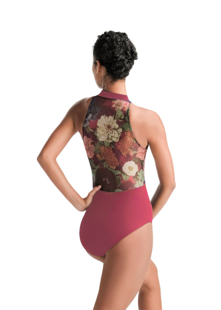ON SALE Hazel Floral Mesh High Neck Leotard