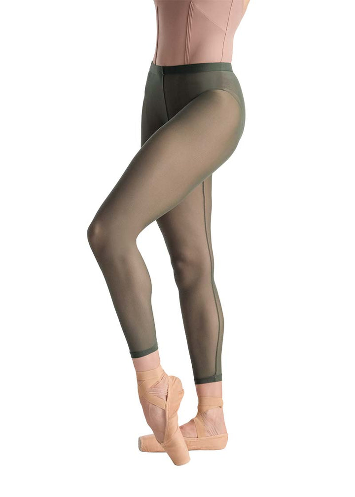 Ballet Rosa girls' Laetitia mesh leggings in olive green.