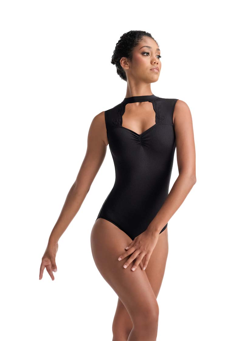 ON SALE Meredith Embroidered High Neck Leotard