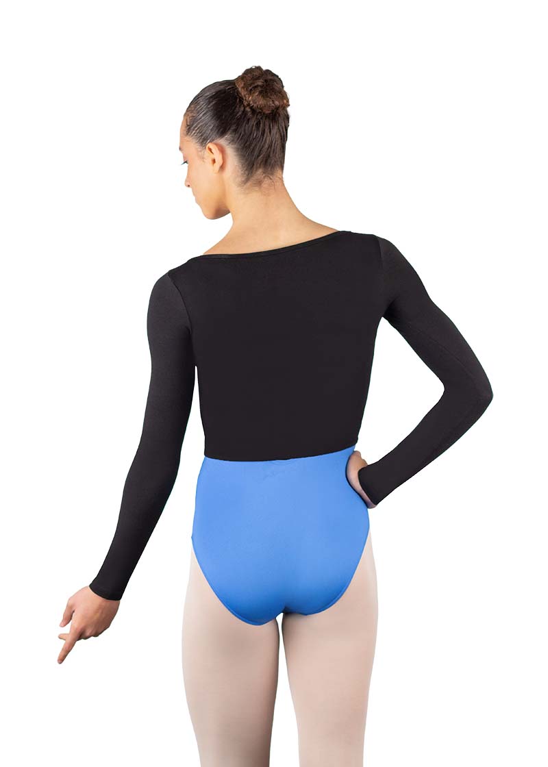 Ballet Rosa women's Mio long sleeve crop top in black.