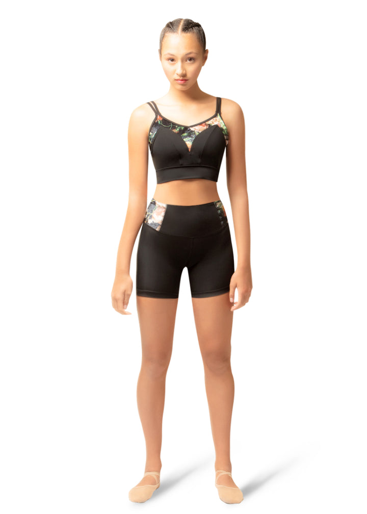 ON SALE Valentina Floral Velvet Insert Shorts (Jet)