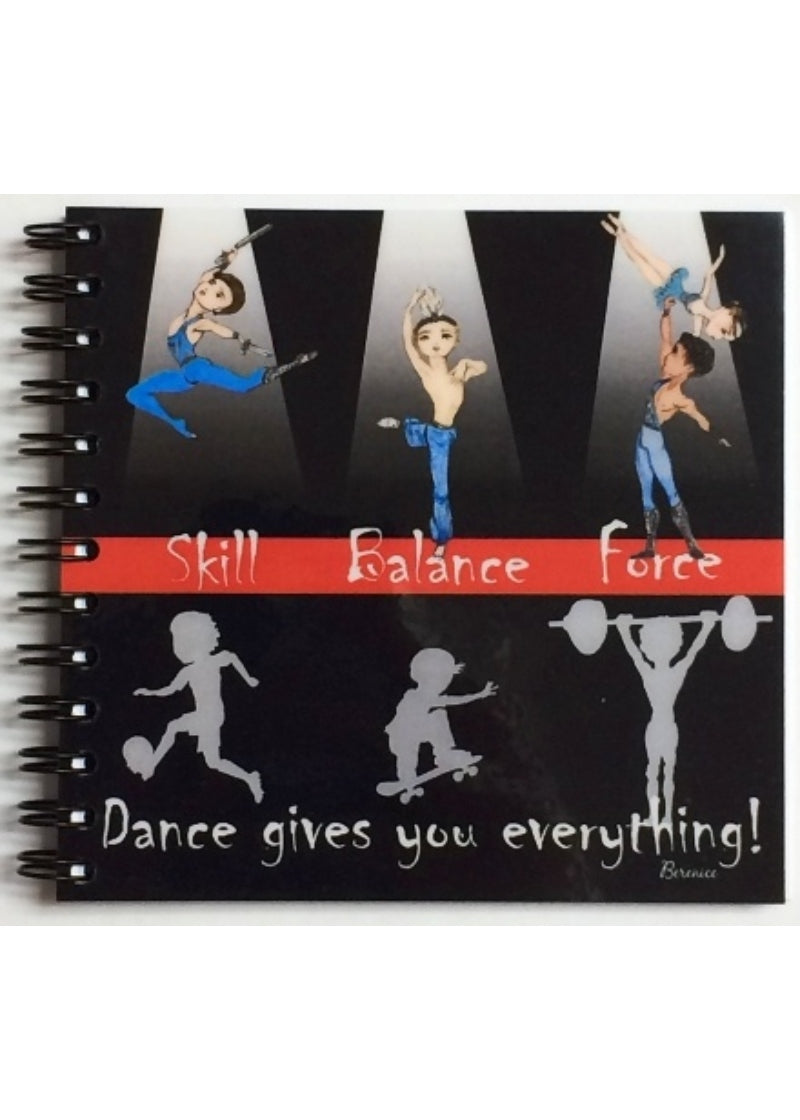 "Skill, Balance, Force" Square Spiral Notebook