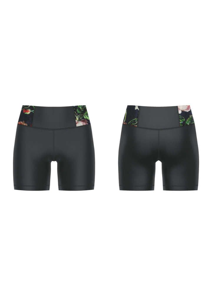 ON SALE Valentina Floral Velvet Insert Shorts (Jet)