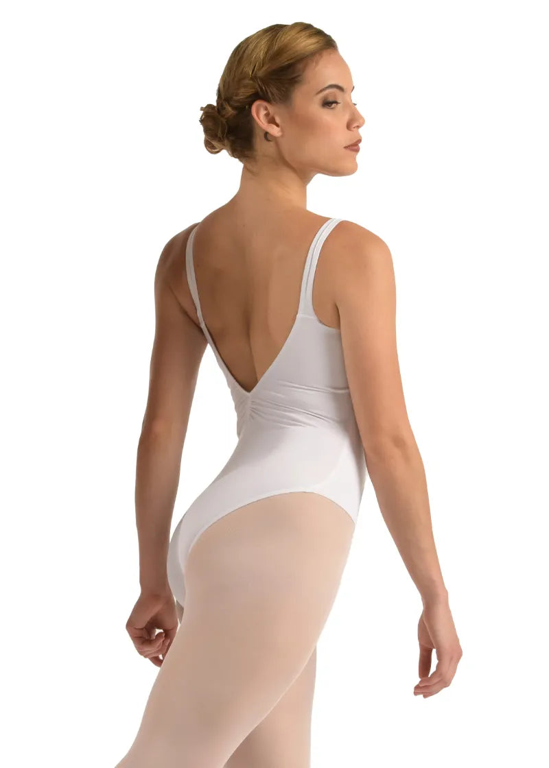 Cannelle Pinch V-Neck Tank Leotard (Blanc)