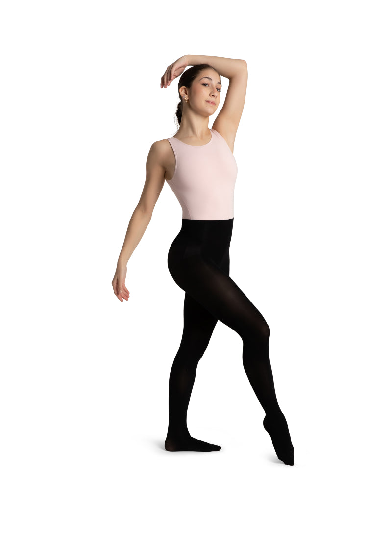 Capezio convertible tights in black with back-seam.