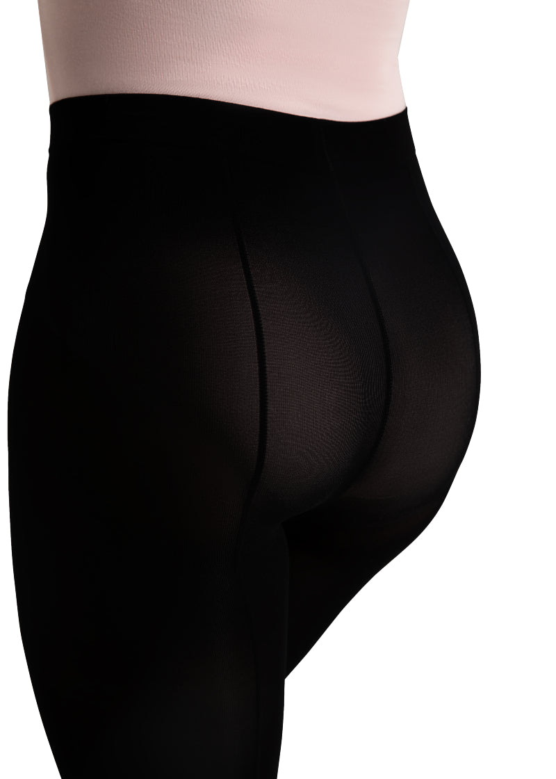 Capezio convertible tights in black with back-seam.